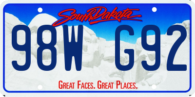 SD license plate 98WG92