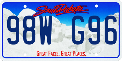 SD license plate 98WG96