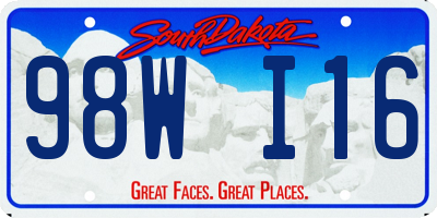 SD license plate 98WI16