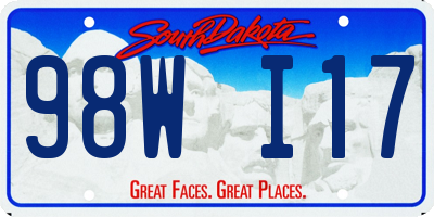 SD license plate 98WI17