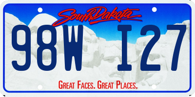 SD license plate 98WI27