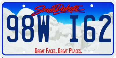SD license plate 98WI62