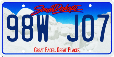 SD license plate 98WJ07