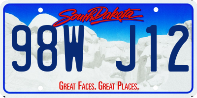 SD license plate 98WJ12