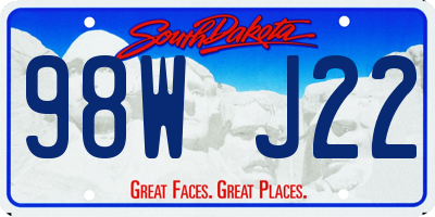 SD license plate 98WJ22
