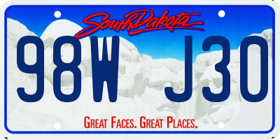 SD license plate 98WJ30