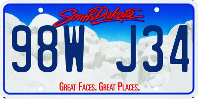 SD license plate 98WJ34