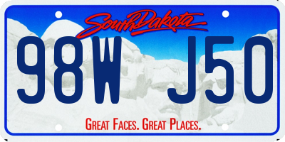 SD license plate 98WJ50