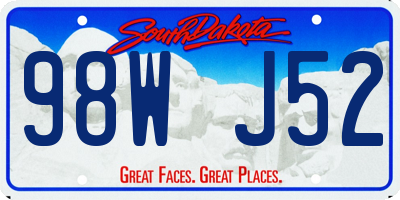 SD license plate 98WJ52