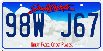 SD license plate 98WJ67