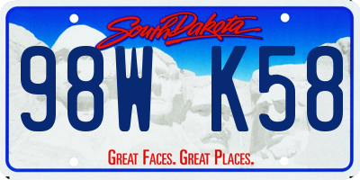 SD license plate 98WK58