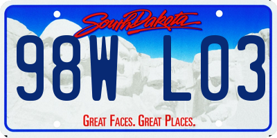 SD license plate 98WL03