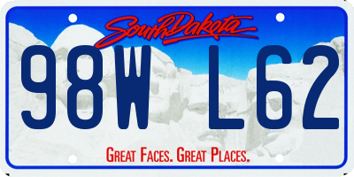 SD license plate 98WL62