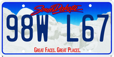 SD license plate 98WL67