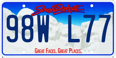 SD license plate 98WL77