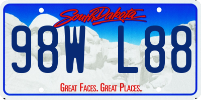 SD license plate 98WL88