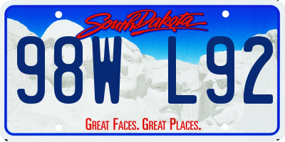 SD license plate 98WL92
