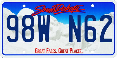 SD license plate 98WN62