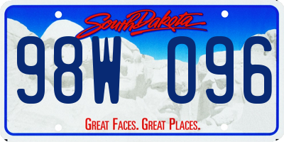 SD license plate 98WO96