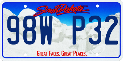 SD license plate 98WP32