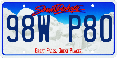 SD license plate 98WP80