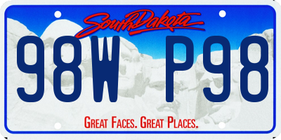 SD license plate 98WP98