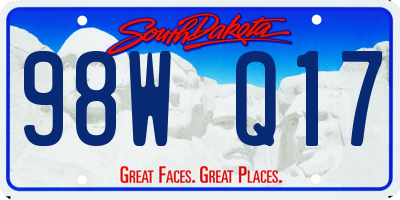 SD license plate 98WQ17