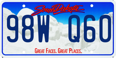 SD license plate 98WQ60