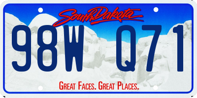 SD license plate 98WQ71