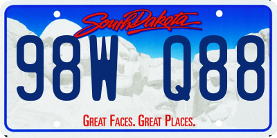 SD license plate 98WQ88