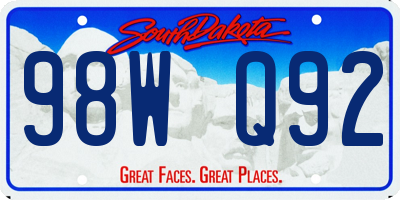 SD license plate 98WQ92
