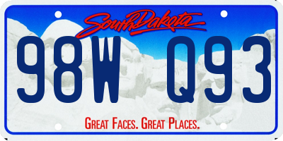 SD license plate 98WQ93