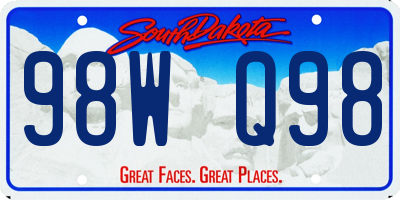 SD license plate 98WQ98