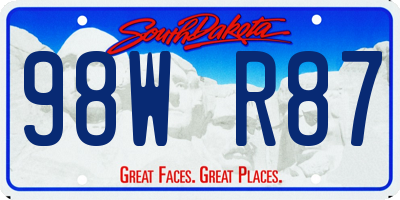 SD license plate 98WR87