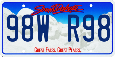 SD license plate 98WR98