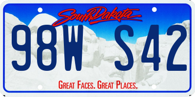 SD license plate 98WS42