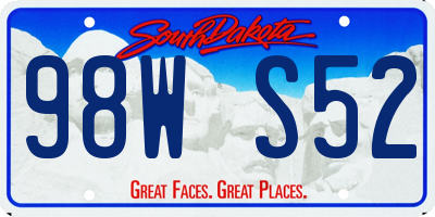 SD license plate 98WS52