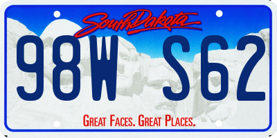 SD license plate 98WS62