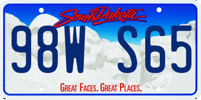 SD license plate 98WS65