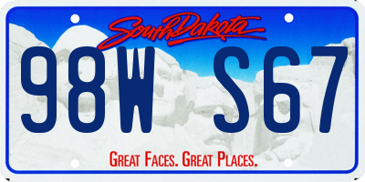 SD license plate 98WS67