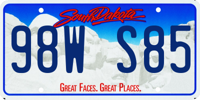 SD license plate 98WS85