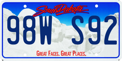 SD license plate 98WS92