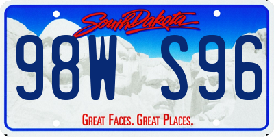 SD license plate 98WS96