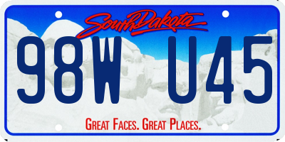 SD license plate 98WU45