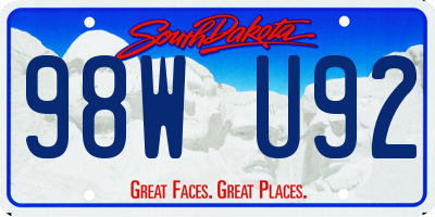 SD license plate 98WU92