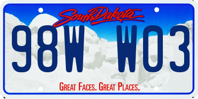 SD license plate 98WW03