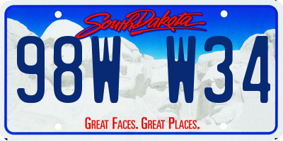 SD license plate 98WW34