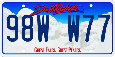 SD license plate 98WW77