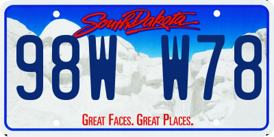 SD license plate 98WW78
