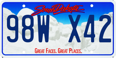 SD license plate 98WX42